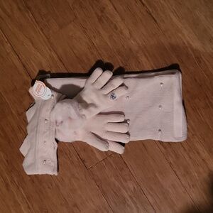 3 piece scarf, glove, crown headband set
